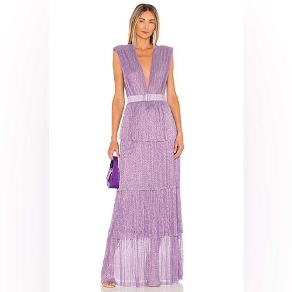 Sabina Musayev Skylar Purple Tiered Maxi Dress